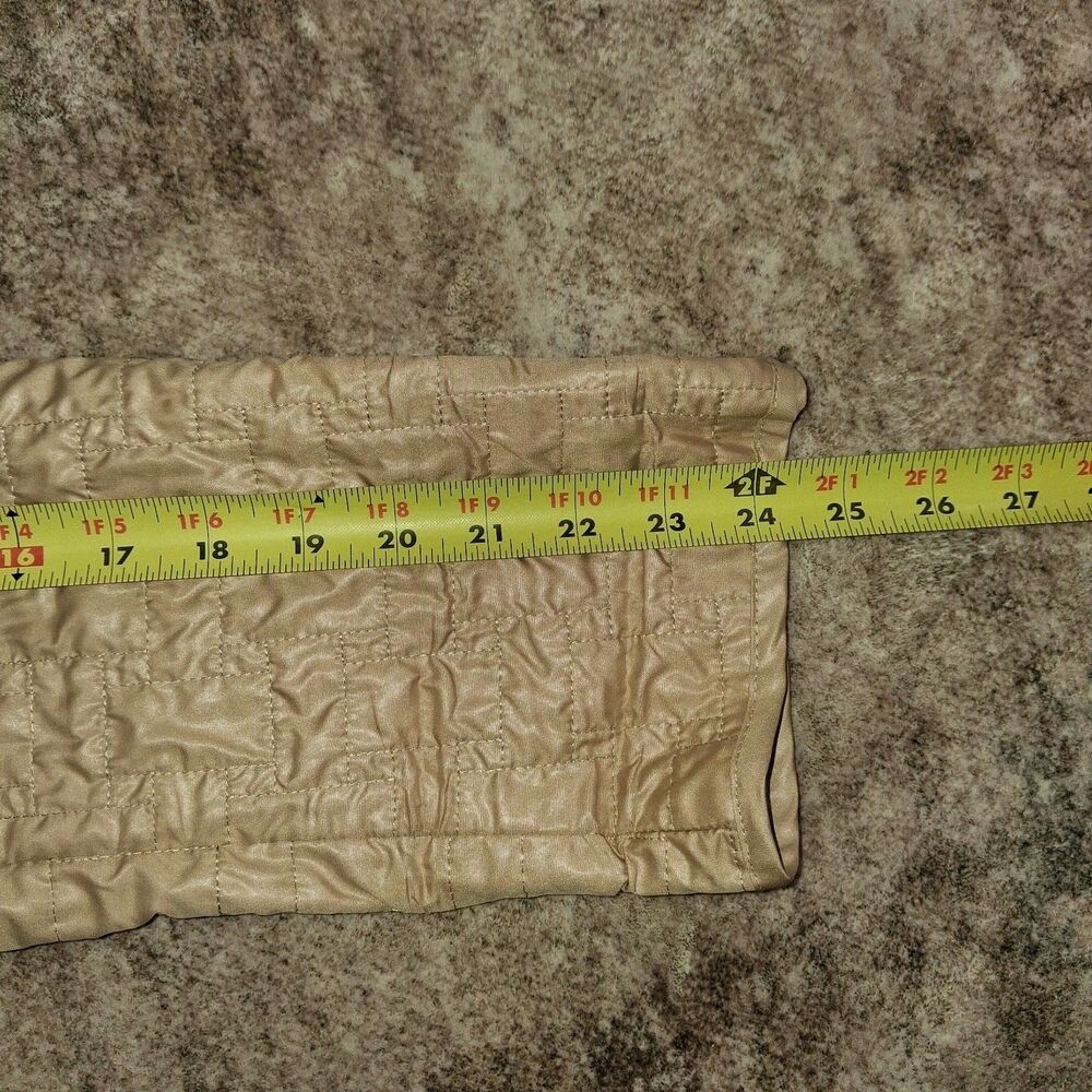 Chico's Sz 3 Quilted Jacket Tan Beige Leopard Animal Print Lining Pins Included - Picture 8 of 16